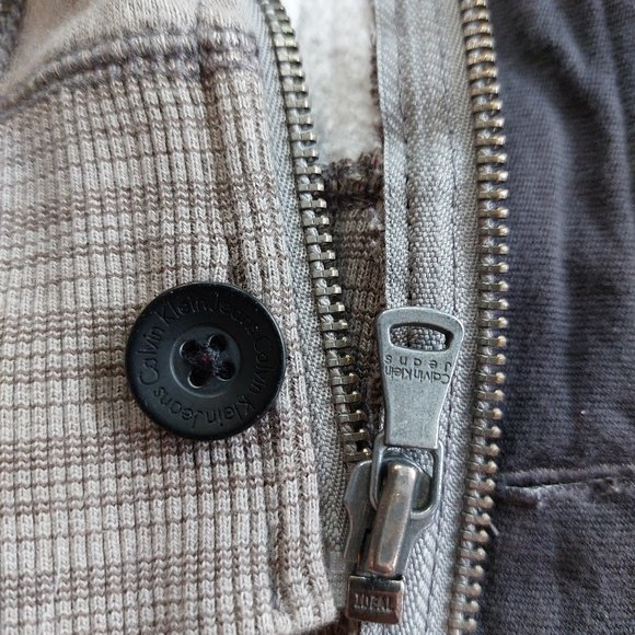 Calvin Klein Jeans Men's Grey Full Zip with Buttons Down Fleece Jacket Size L - Picture 11 of 12